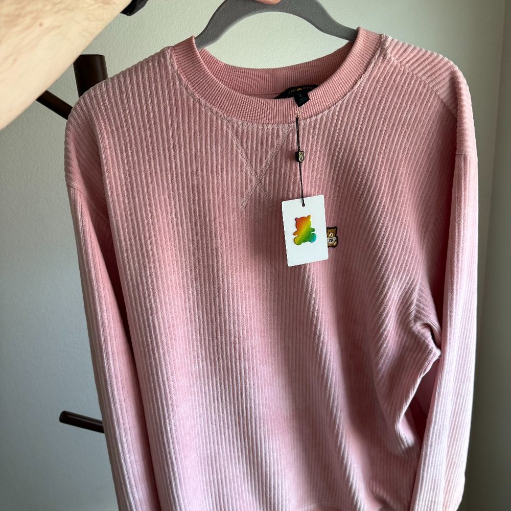Teddy Fresh Velour Rib CrewNeck Pink - NWT